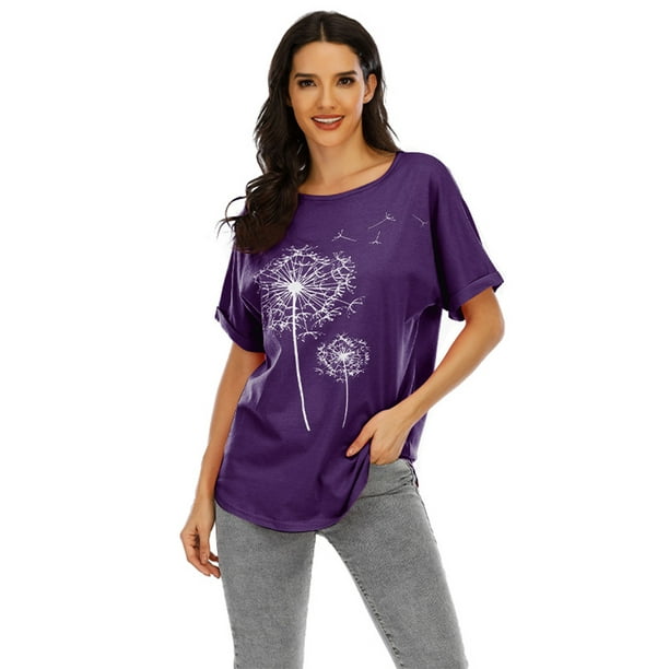 US Womens One Shoulder Printed Beach Long Tops Irregular Hem Shirt Tunic Blouse